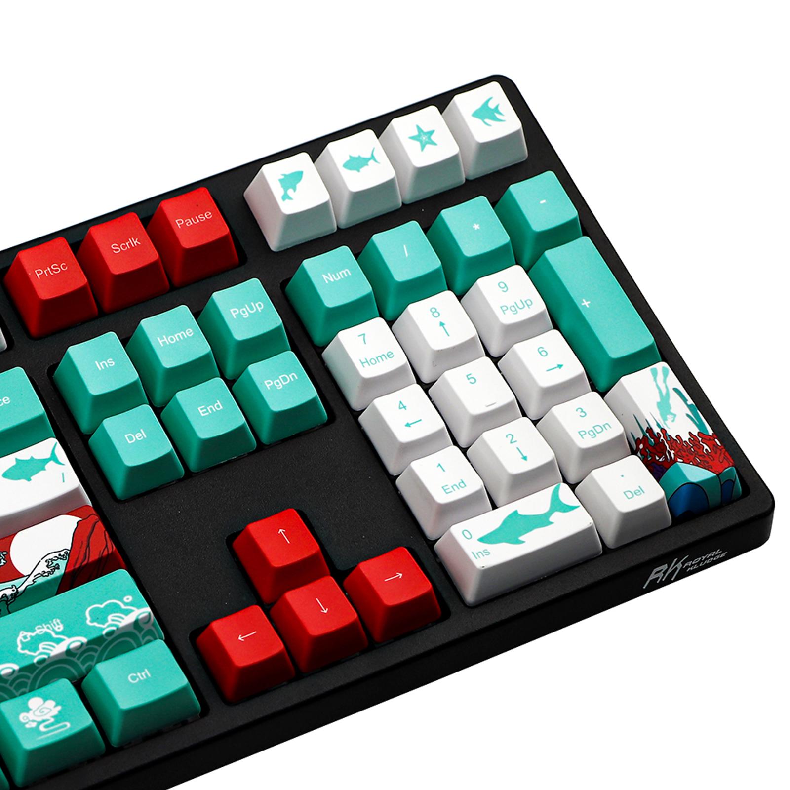 Coral Sea Ukiyo-e DYE-SUB PBT Keycaps for Most Mechanical Keyboards English