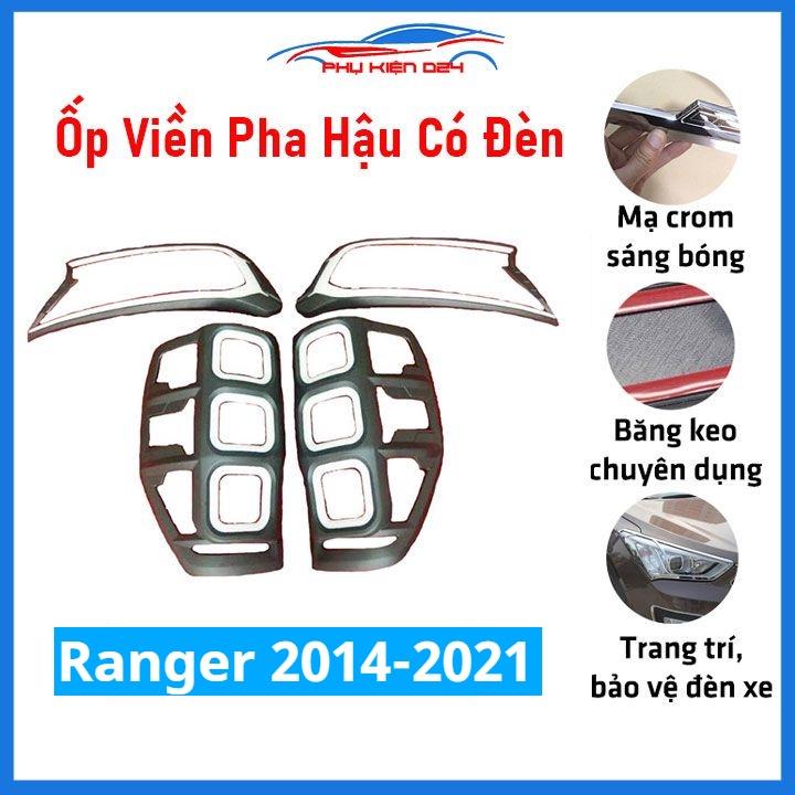 Ốp viền đèn pha hậu Ranger 2014-2015-2016-2017-2018-2019-2020-2021 có đèn led chống trầy làm đẹp xe