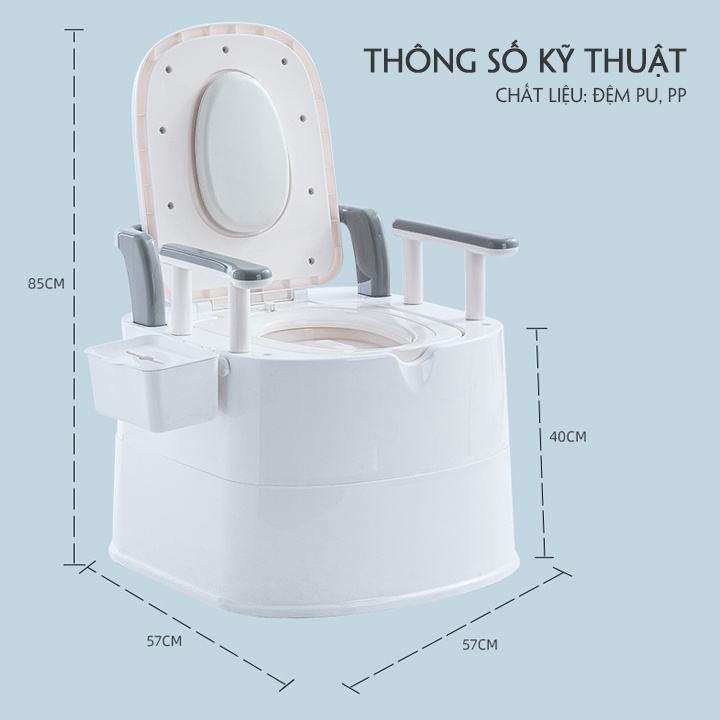 Bồn Cầu Di Động Cho Người Già - Bà bầu Có Tay Vịn , Bô Vệ Sinh Chống Trượt Dễ Dàng Vệ Sinh Trong Mùa Đông