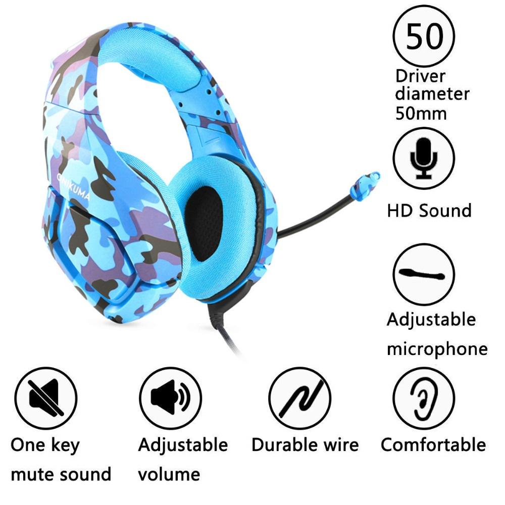 Tai nghe ONIKUMA K1B Blue Headset Tai nghe chơi game âm thanh nổi có micrô