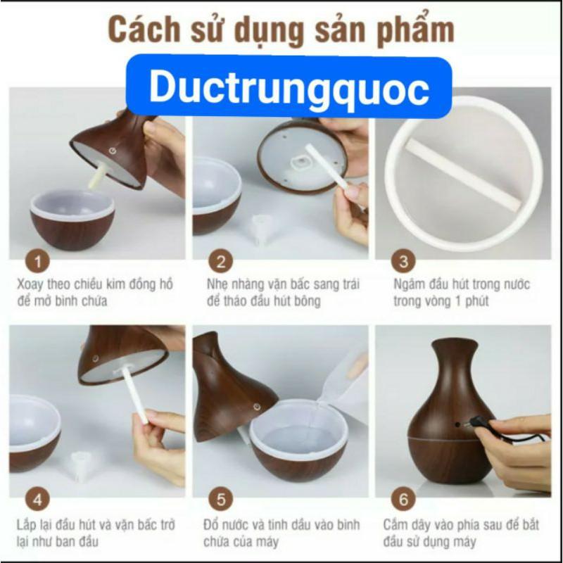 Máy xông tinh dầu, phun sương tạo ẩm vân gỗ dung tích 150ml cao cấp