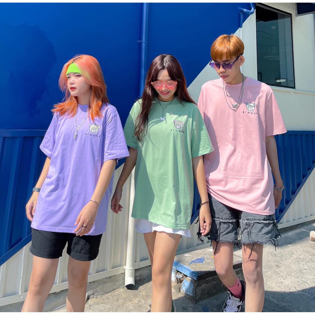 Áo thun tay lỡ Thiêu Gấu AR MOUS phông Unisex nam nữ tee oversize form rộng pull Ulzzang Streetwear Hàn Quốc vải mềm