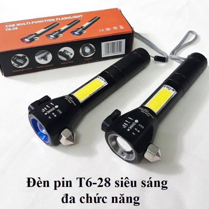 Đèn Pin Siêu Sáng T6-28 Đa Năng Có Dao Cắt