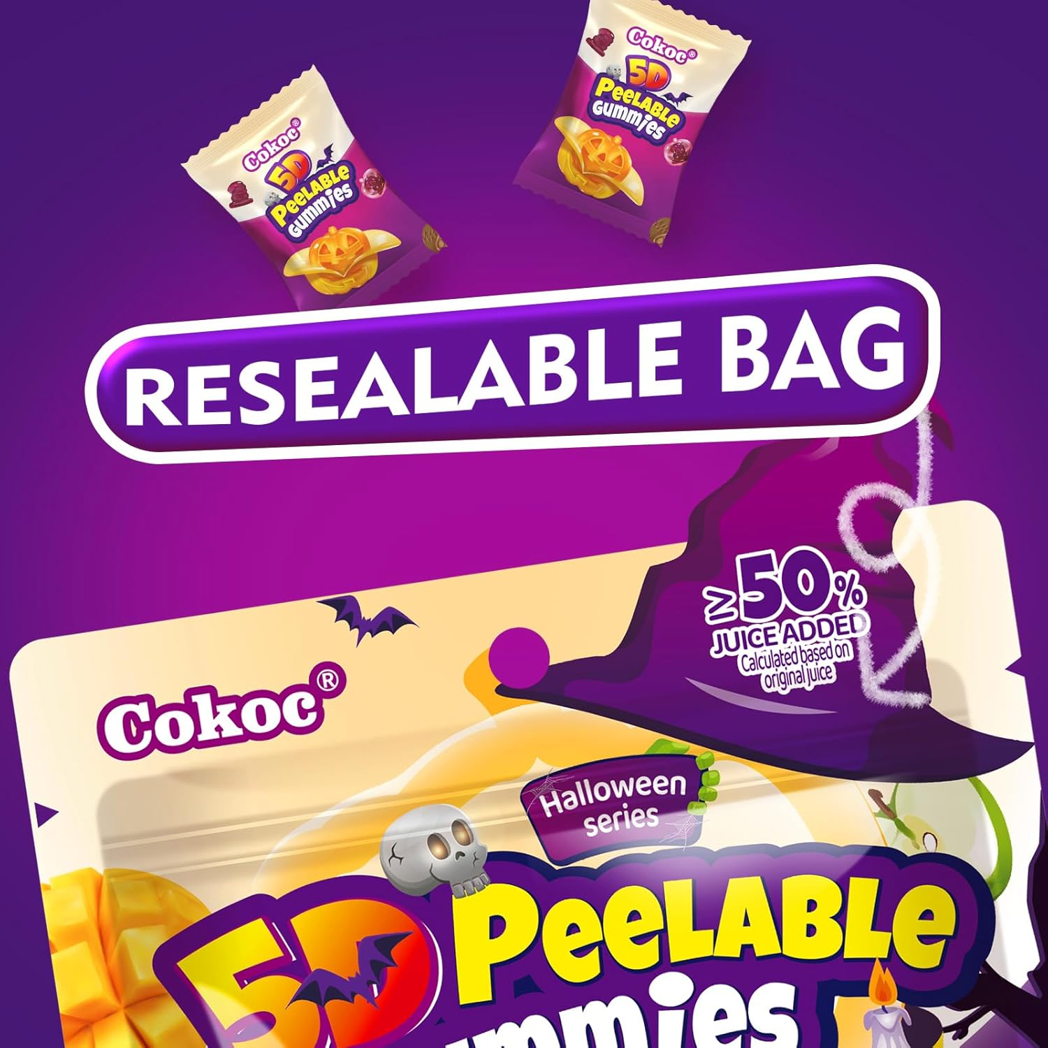 Kẹo Dẻo Bóc Vỏ Cokoc 60g - Phiên Bản Halloween