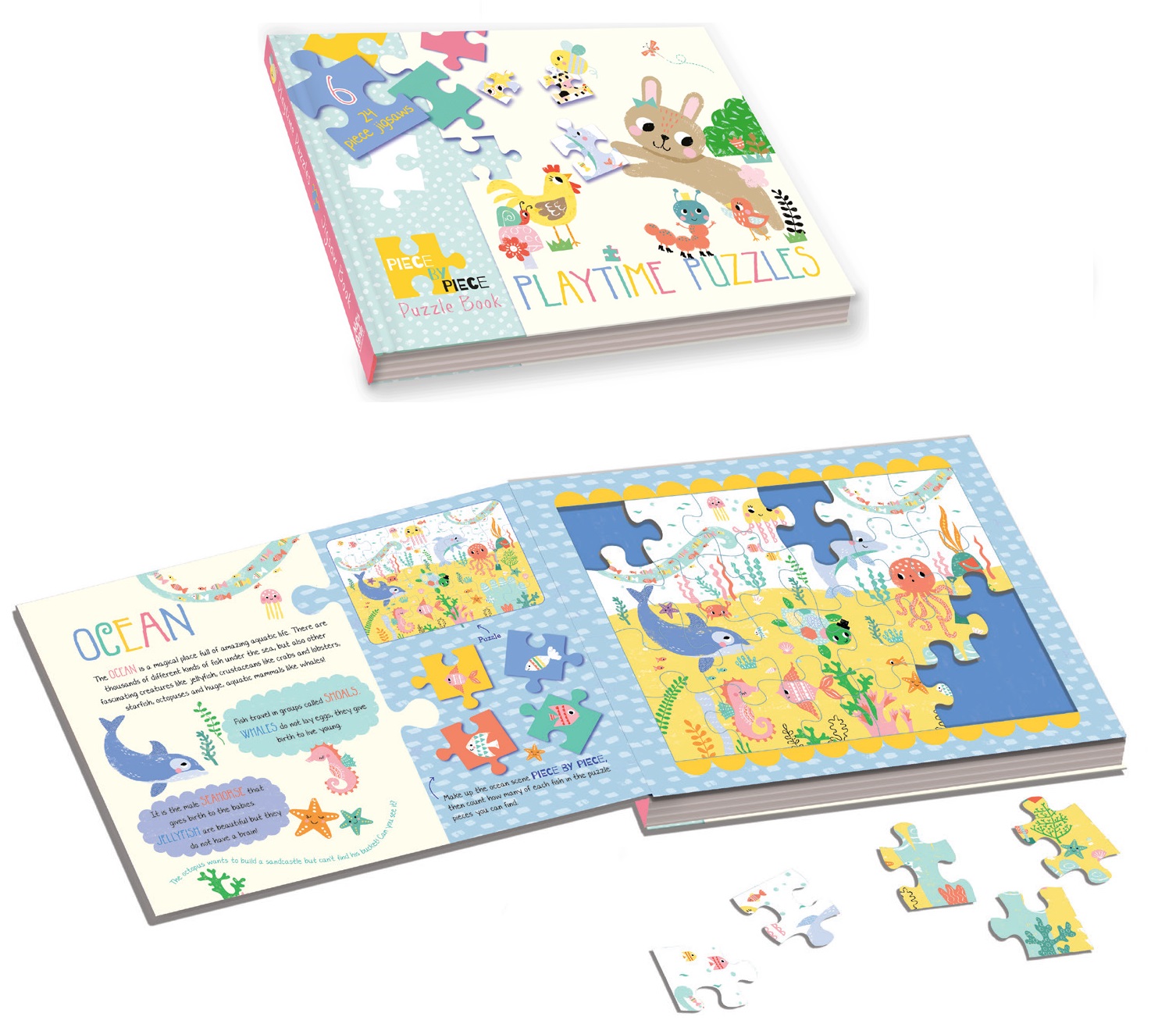 Sách xếp hình tương tác: Thế giới động vật - Playtime Puzzles (Jigsaw book)