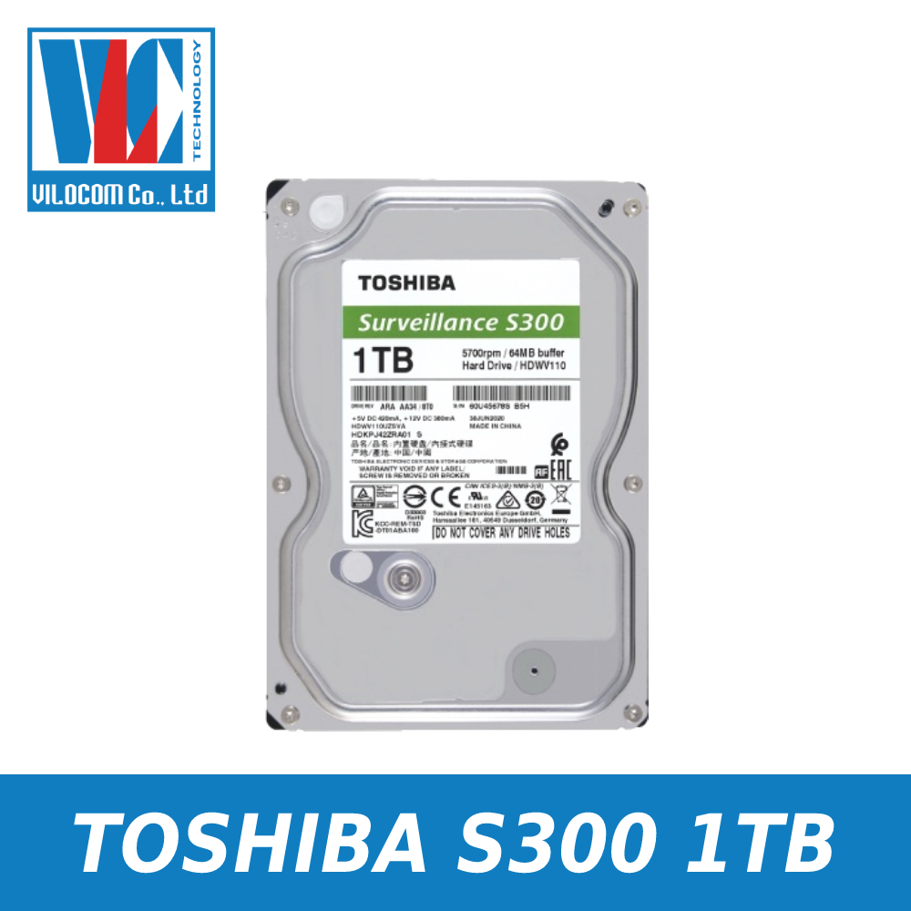 Ổ cứng Toshiba S300 1TB Surveillance HDD dùng cho đầu ghi camera - Hàng Chính Hãng