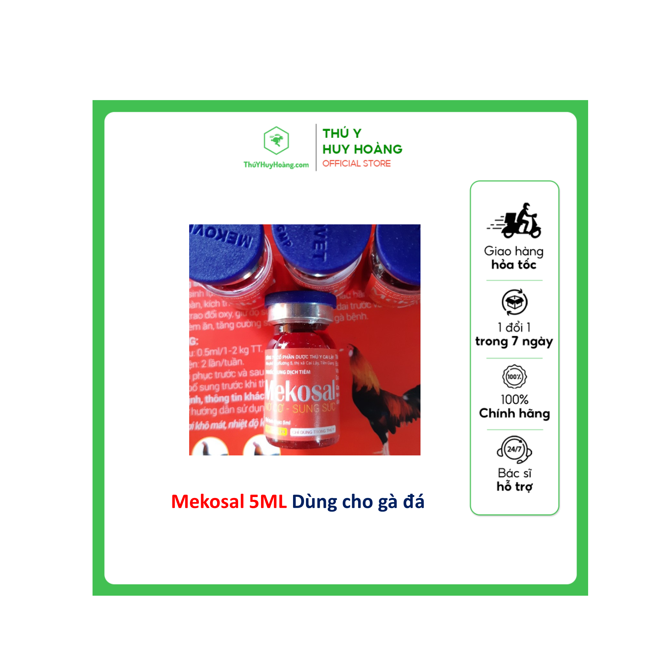 Thuốc dung dịch tiêm MEKOSAL dùng cho gà đá nớ cơ,sung sức,tăng cường sức đề kháng cho gà bệnh.