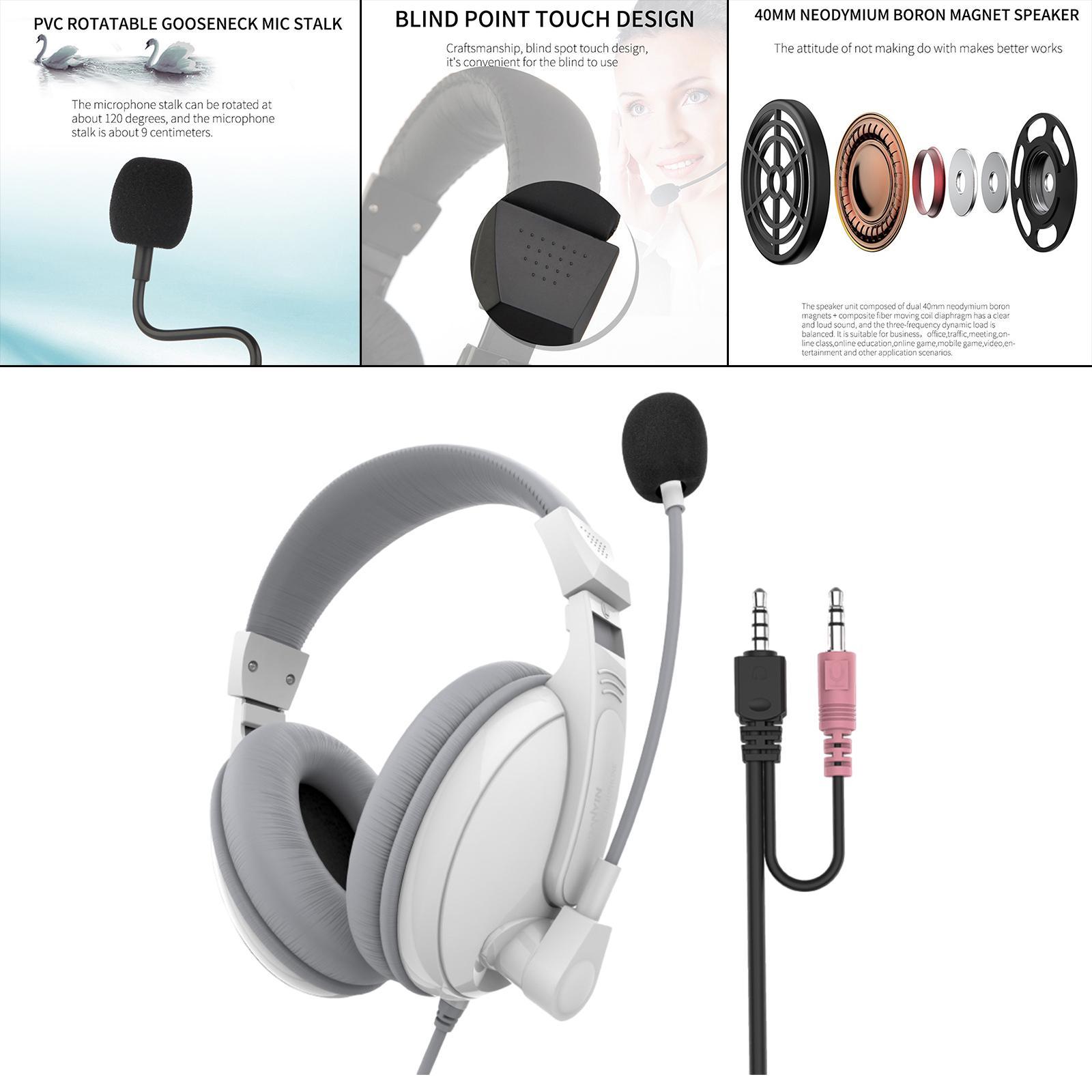 On-Ear Wired 3.5mm Headsets Earphone for Childrens Professional White
