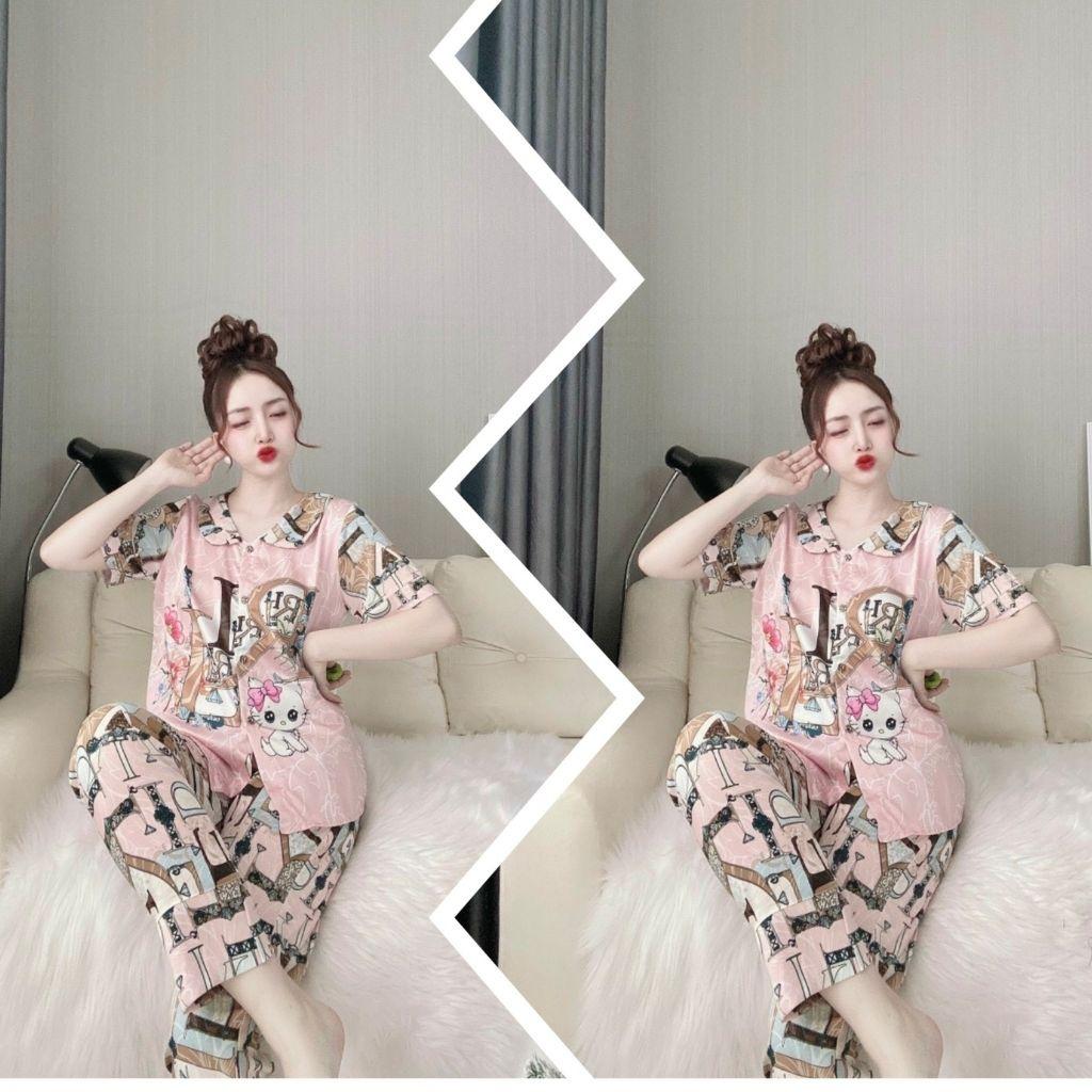 Đồ Ngủ Pijama Đồ Ngủ nữ lụa Latin thiết kế cao cấp mềm mại xinh xắn&lt;60kg