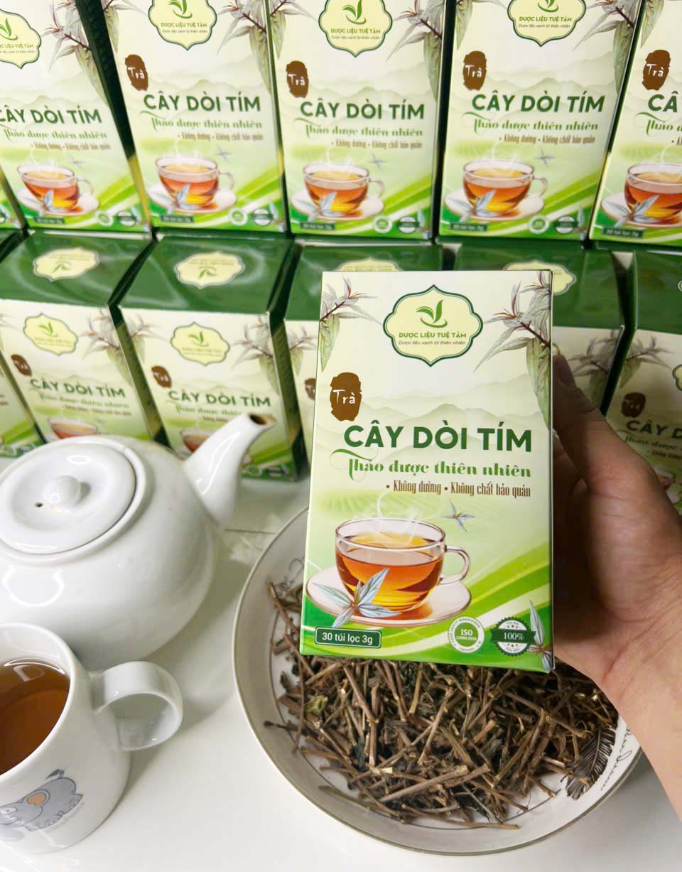 Trà cây dòi thân tím túi lọc Tuệ Tâm - Trà túi lọc cây dòi thân tím - Mỗi hộp có 30 gói 3g - Dùng cho người ho, ho lâu ngày, phổi yếu