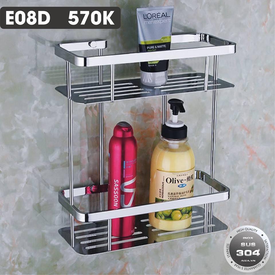 Kệ inox nhà tắm loại chữ nhật, kệ inox chữ nhật hai tầng loại đẹp