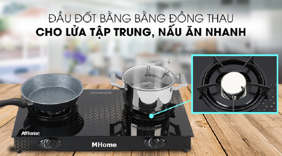 Bếp gas đôi hồng ngoại siêu tiết kiệm ga MHome - Hàng chính hãng