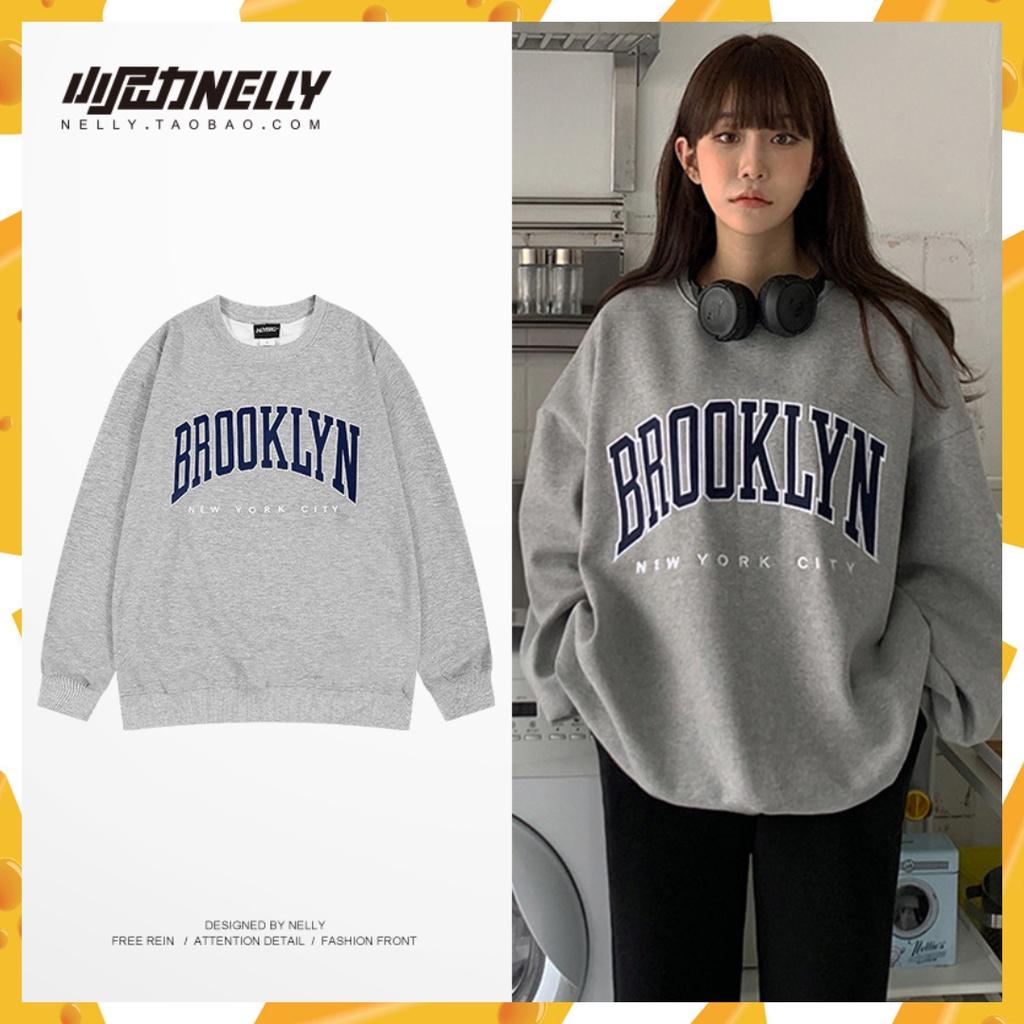 Áo Sweater nữ, Áo thu đông nữ nỉ lót bông Brooklyn form rộng unisex basic dễ phối đồ, phong cách Hàn Quốc AO039