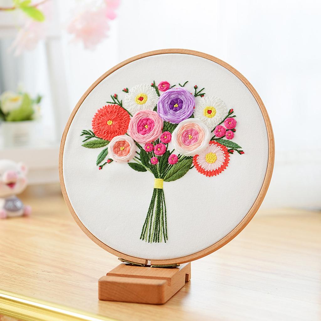 Printed Cross Stitch Kit Embroidery Kits Flower Pattern Crafts Multicolor 1