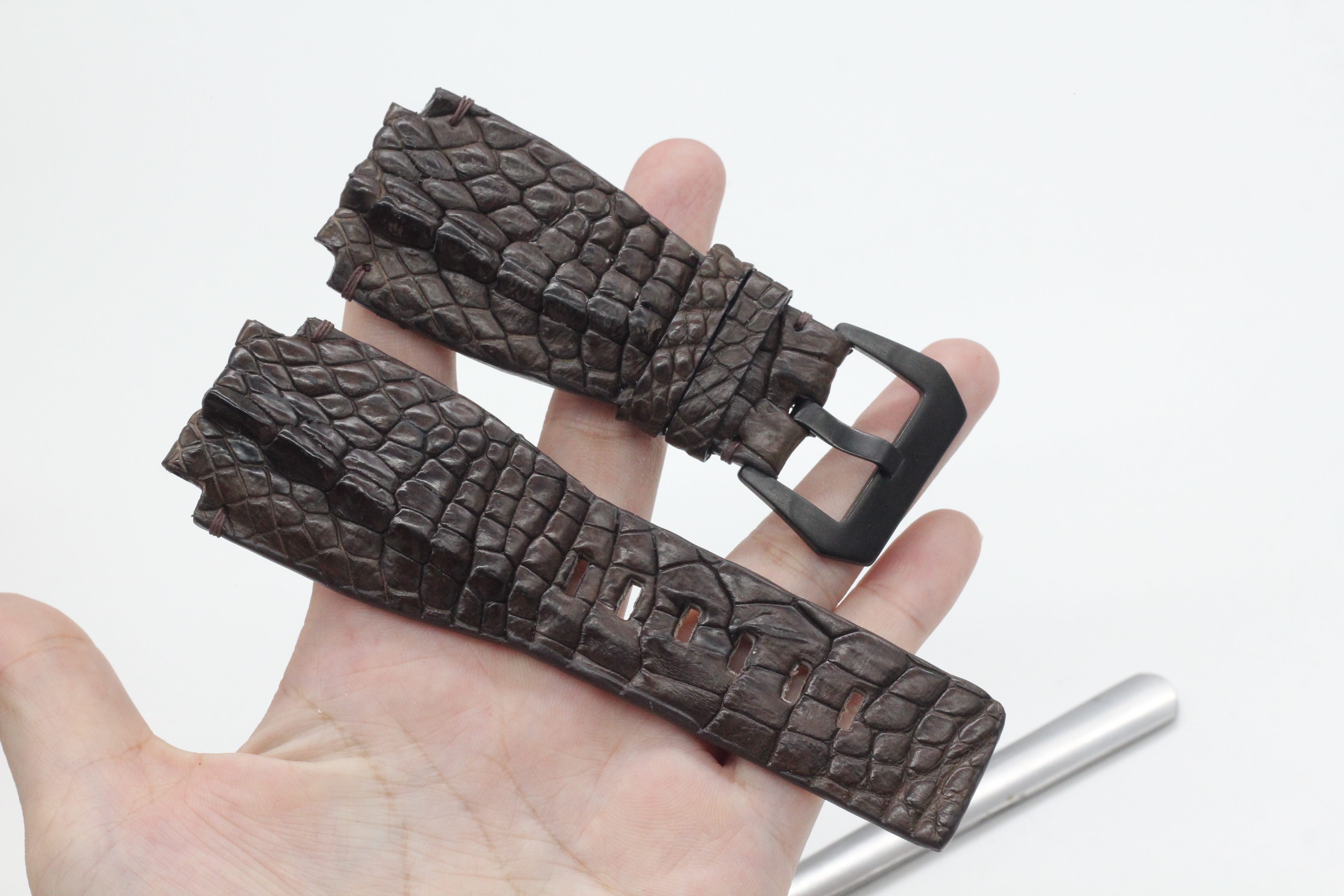 DÂY ĐỒNG HỒ DA VÂN GAI CHÂN CAO CẤP SANG TRỌNG, DÂY DA CÁ SẤU THẬT HANDMADE HÀNG CHÍNH HÃNG SONGHAN LEATHER, PHÙ HỢP VỚI DÒNG ĐỒNG HỒ BELL & ROSS SIZE 24mm/24mm   BH 6 THÁNG BRCD-01