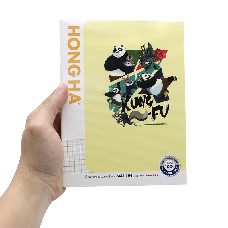 Combo 5 Tập Học Sinh Class KungFu Panda 4 - 4 Ô Ly Vuông - 96 Trang 100gsm - Hồng Hà 0332 - Mẫu 4 + Tặng Kèm Thẻ Cào
