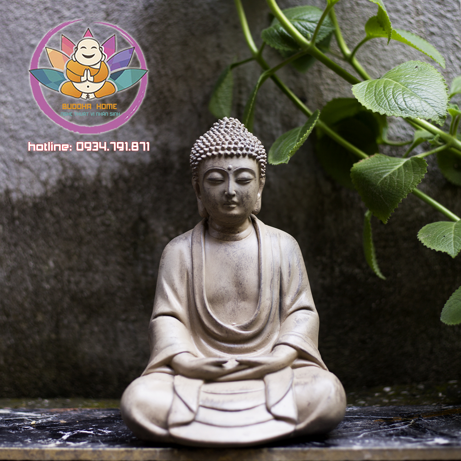 Tượng Phật An Nhiên -Thiền Định -Tự Tại Cao 25cm Màu cổ Trang trí nhà cửa phong thủy