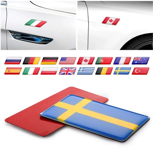 Tem nhôm logo dán xe hình lá cờ các nước