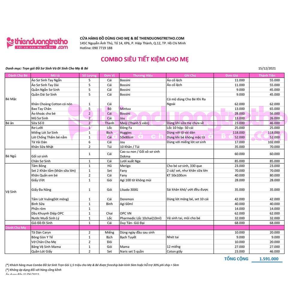 COMBO TRỌN GÓI ĐỒ DÙNG SƠ SINH CHO BÉ, CHO MẸ SIÊU TIẾT KIỆM 1,6 TRIỆU