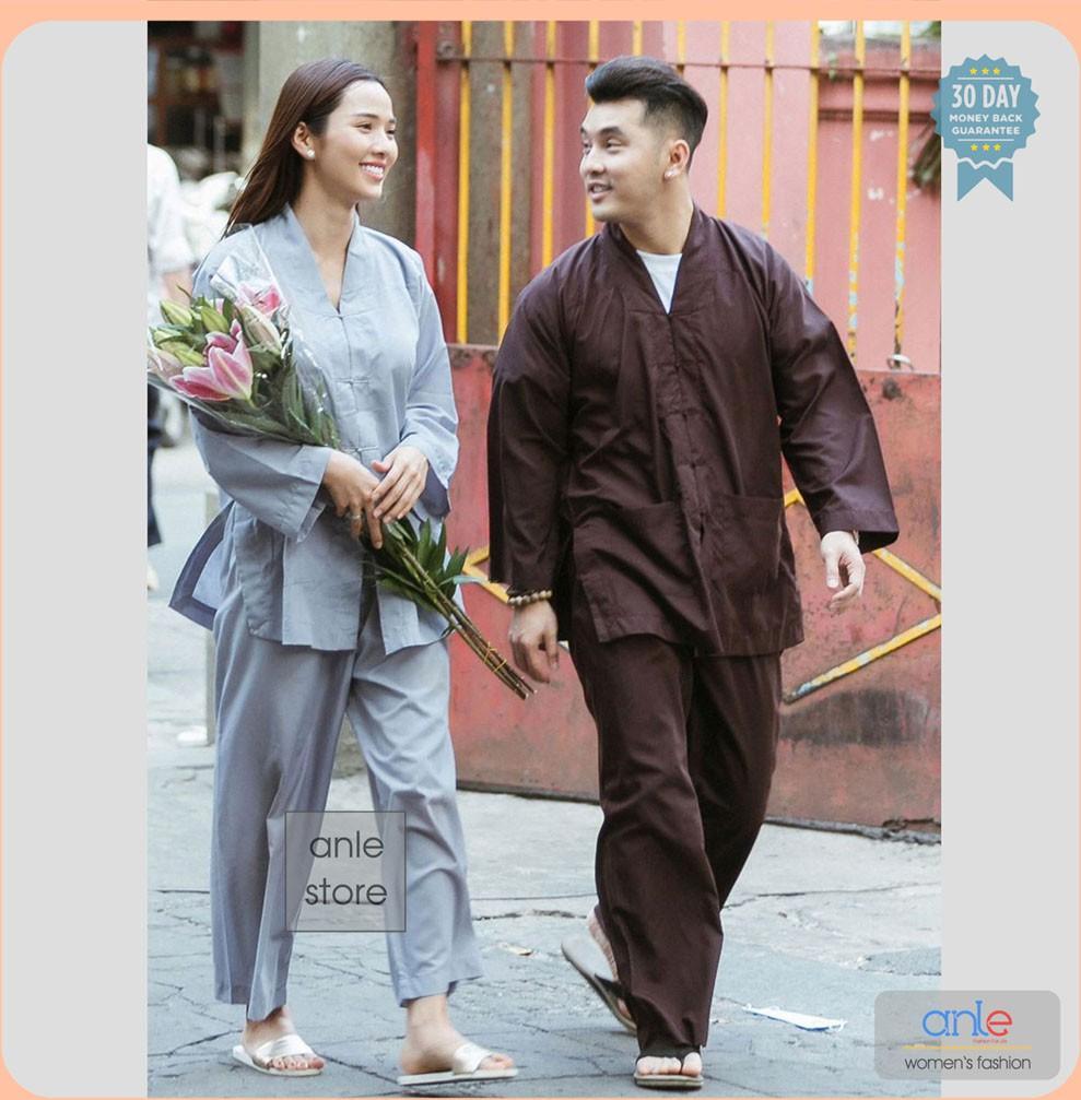 Bộ đồ phật tử Mẫu La Hán Nam Nữ vải Kate mịn, đồ lam đi chùa quần áo trang phục giản dị đi lễ chùa - Anle Store