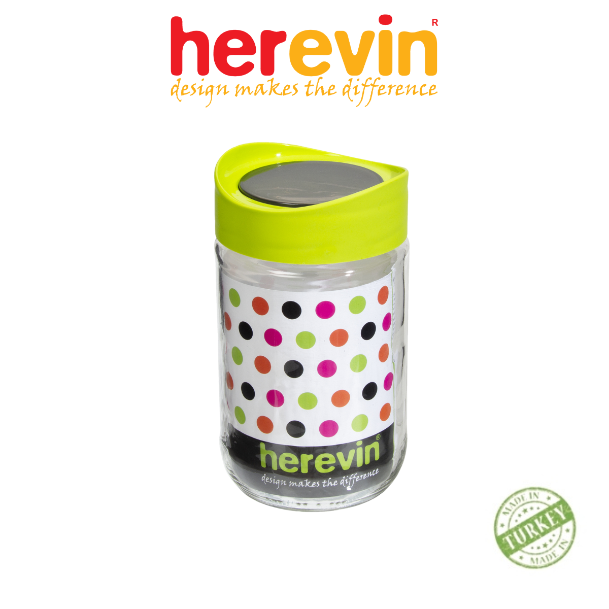 Bộ 3 Hũ Thuỷ Tinh Herevin Tròn Trơn Nắp Transparent 1L - HEHU149377-560