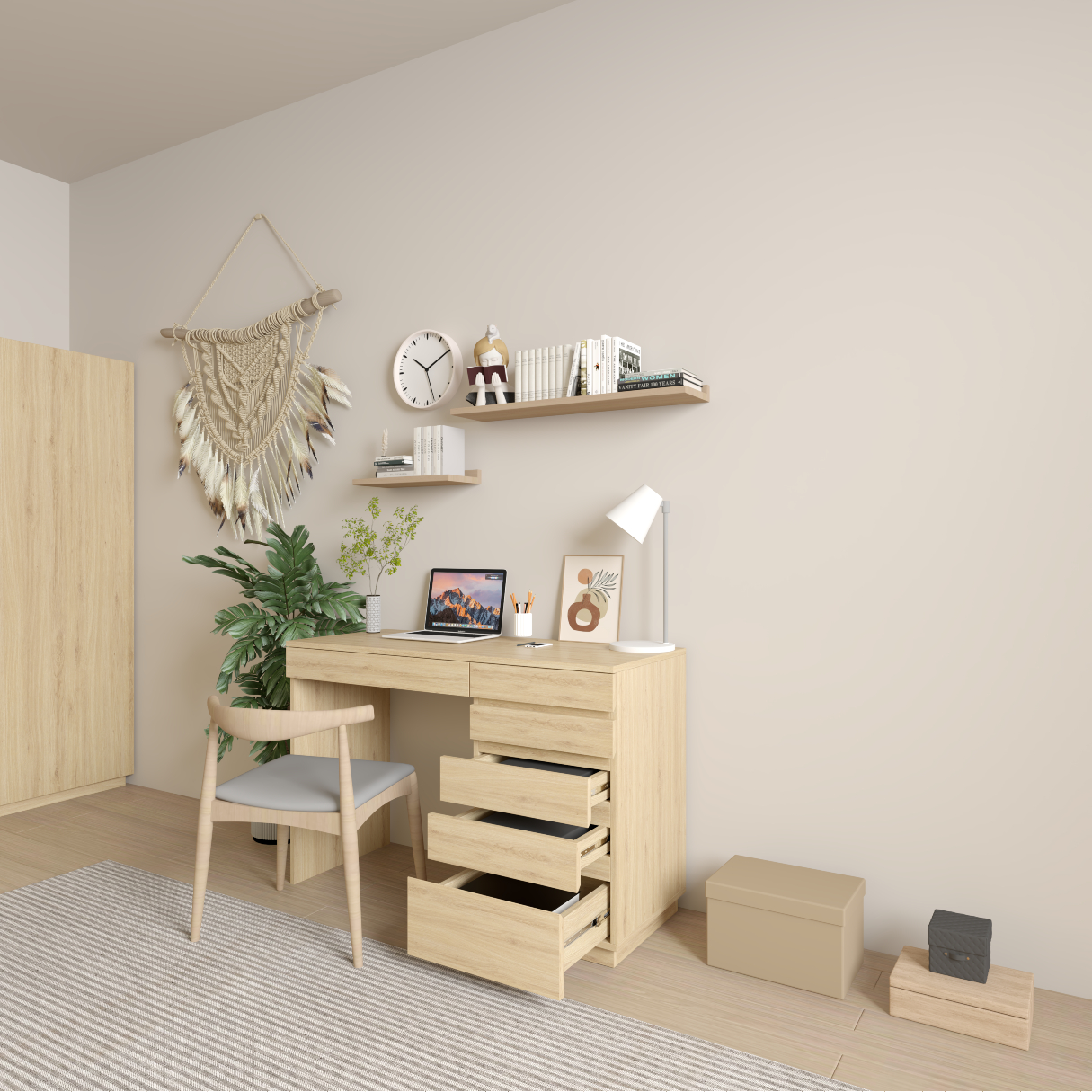 [Happy Home Furniture] MACRO, Bàn làm việc - 6 ngăn kéo,  110cm x 45cm x 73cm ( DxRxC), BAN_009