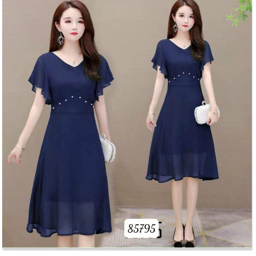 ĐẦM VOAN Ý ĐÍNH NGỌC,ĐƯỢC THIẾT KẾ HỌA TIẾT TRƠN NHƯNG KHÔNG KÉM PHẦN SANG TRỌNG THỜI TRANG VINA 1HIT FASHION