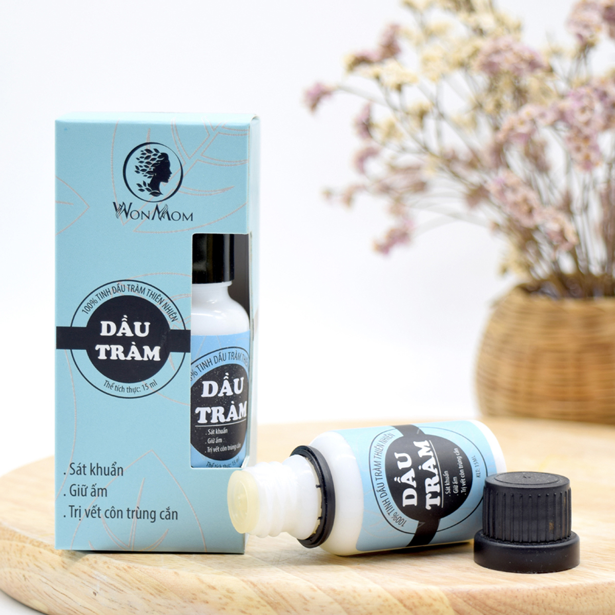 Dầu Tràm Wonmom Nguyên Chất Chăm Sóc Da Bé Và Cả Gia Đình Chai 15ml