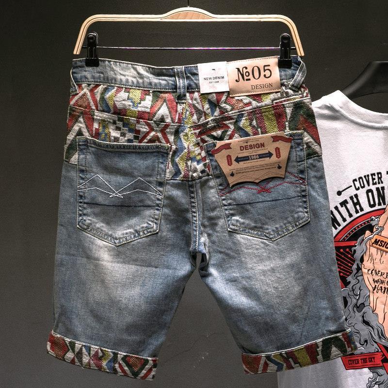 Quần Short Jeans Thêu Họa Tiết Phong Cách Mới Cho Nam