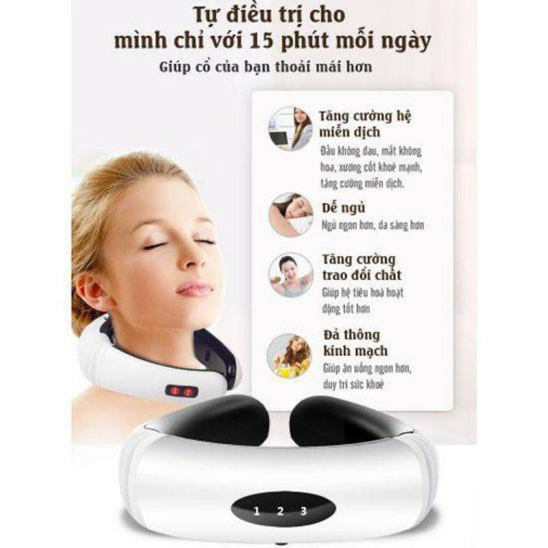 Máy massage cổ vai gáy xung điện 3D - Máy trị liệu rung thư giãn đầu cổ văn phòng tiện lợi