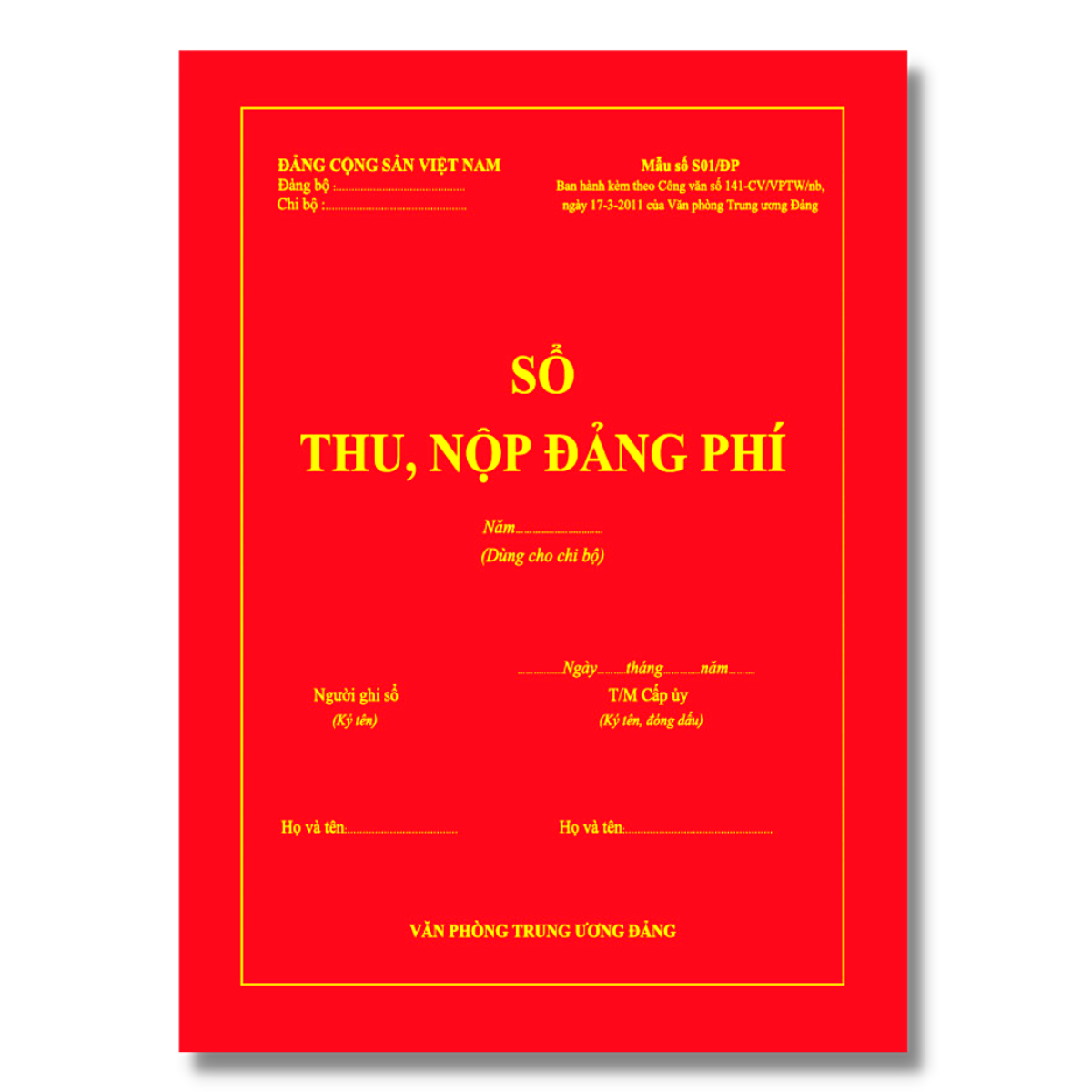 Sổ thu nộp Đảng phí S01/ĐP