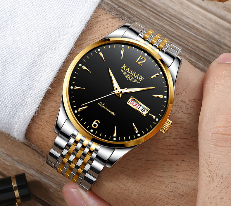 Đồng hồ đôi chính hãng KASSAW K876-7 chống nước,chống xước,kính sapphire ,Dây kim loại thép không gỉ 316L ,hàng mới 100% ,Đồng hồ cơ ,Thiết kế đơn giản và sang trọng