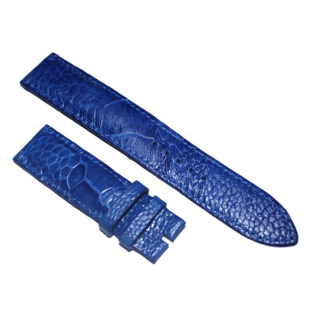 HT8463 - Dây đồng hồ Huy Hoàng da đà điểu size 16, 18, 20 màu xanh dương