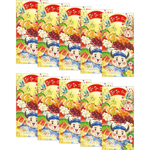 Xấp 10 Bao Lì Xì Chúc Mừng Năm Mới Mẫu Tết Tân Sửu