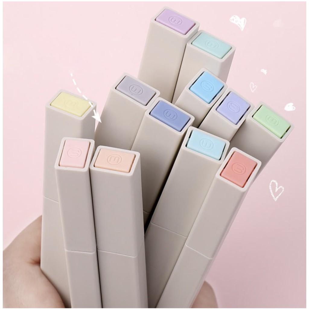 Set 6 Bút Highlight Pastel thân Vuông 2 đầu - Bộ 6 Bút Dạ màu Pastel Light Color