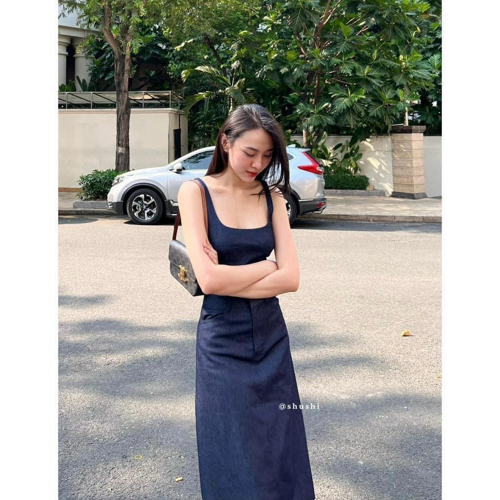 Set áo jean 2 dây croptop kèm cv dài ulzzang