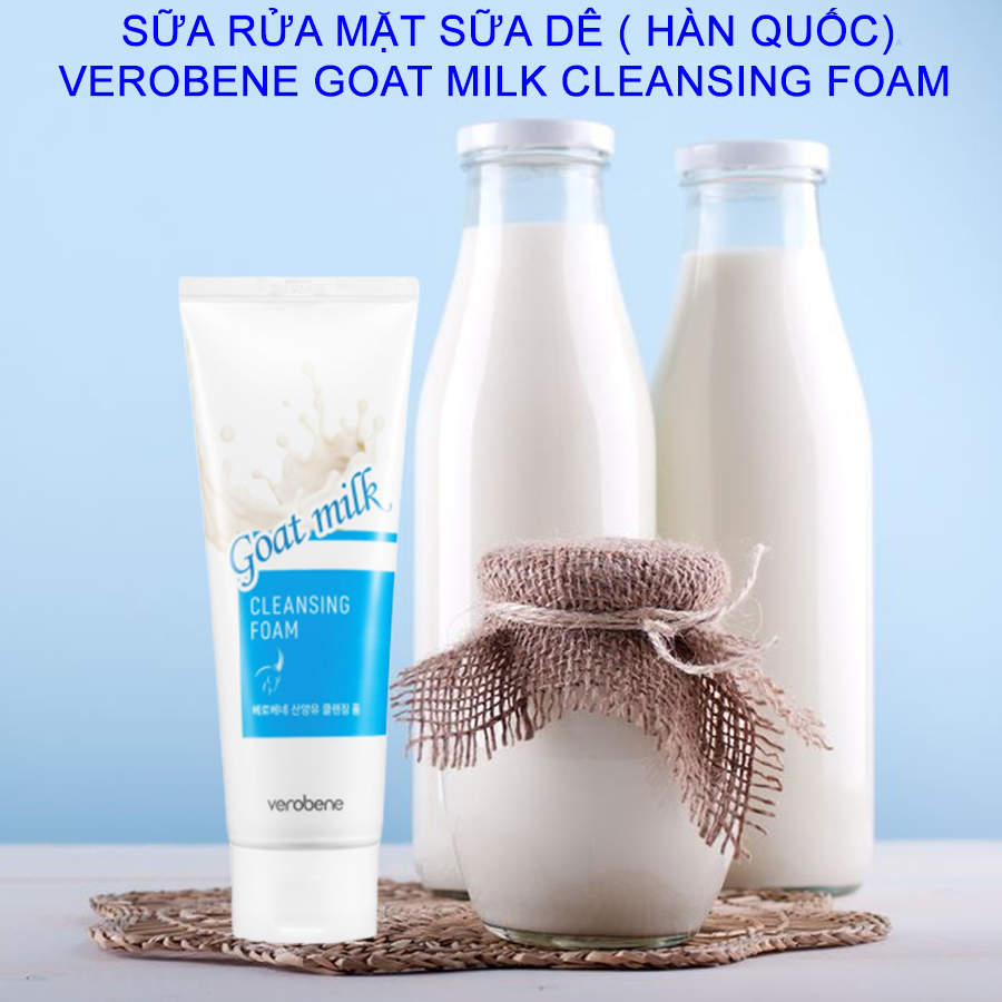 Sữa rửa mặt sữa tươi trắng mịn da Verobene Hàn quốc 150ml/Hộp Và 1 gói tẩy da chết Apple Beauskin 3ml/gói