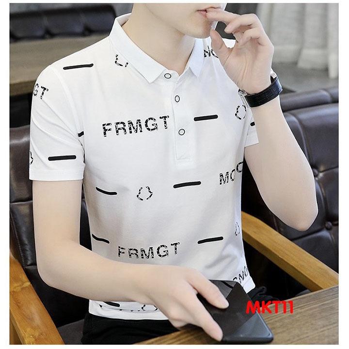 Áo thun nam có cổ tay ngắn polo họa tiết vải thun cotton co giãn thoáng mát - MKT63