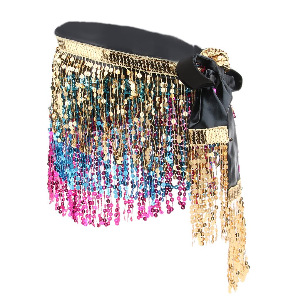 Sequins Indian Belly Dance Hip Skirt Waist Belt Hip Scarf Wrap Dancewear