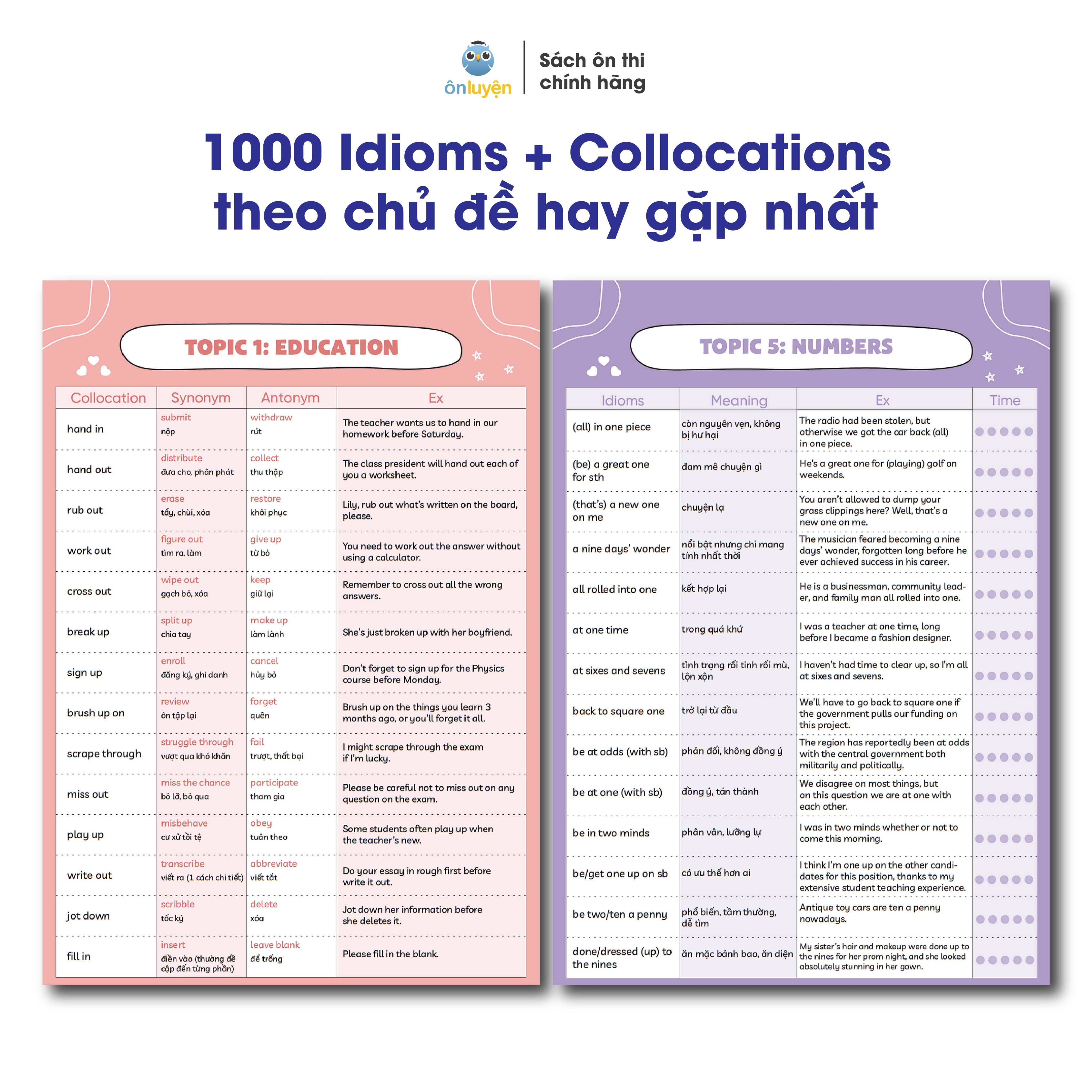 Takenote 1000 Idioms và Collocations theo chủ đề thông dụng nhất (có kèm bảng từ đồng nghĩa, trái nghĩa)