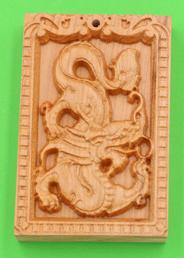 Mặt gỗ 12 con giáp - gỗ ngọc am - khắc hình tuổi Thìn MGCG8