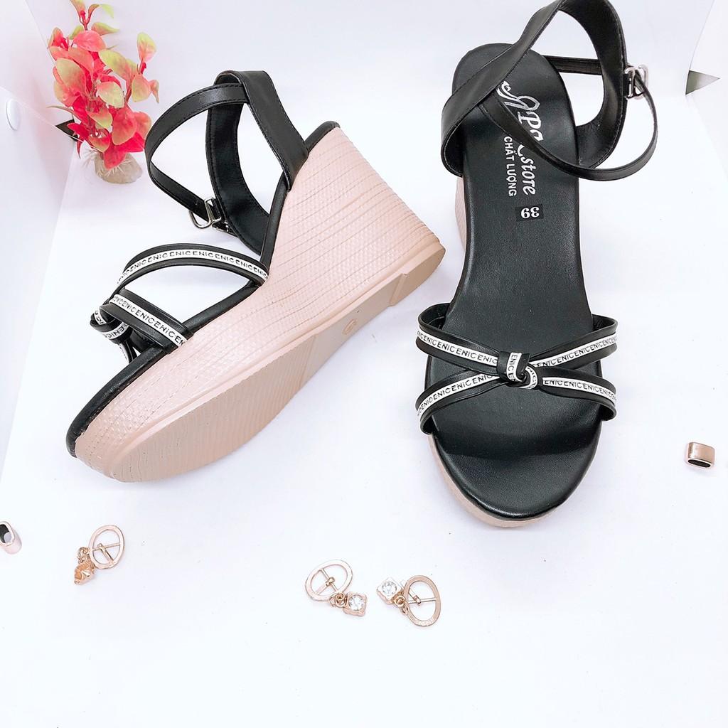  Giày sandal cao gót đế xuồng 9p quai mảnh chéo thắt viền chữ ( kèm ảnh thật)