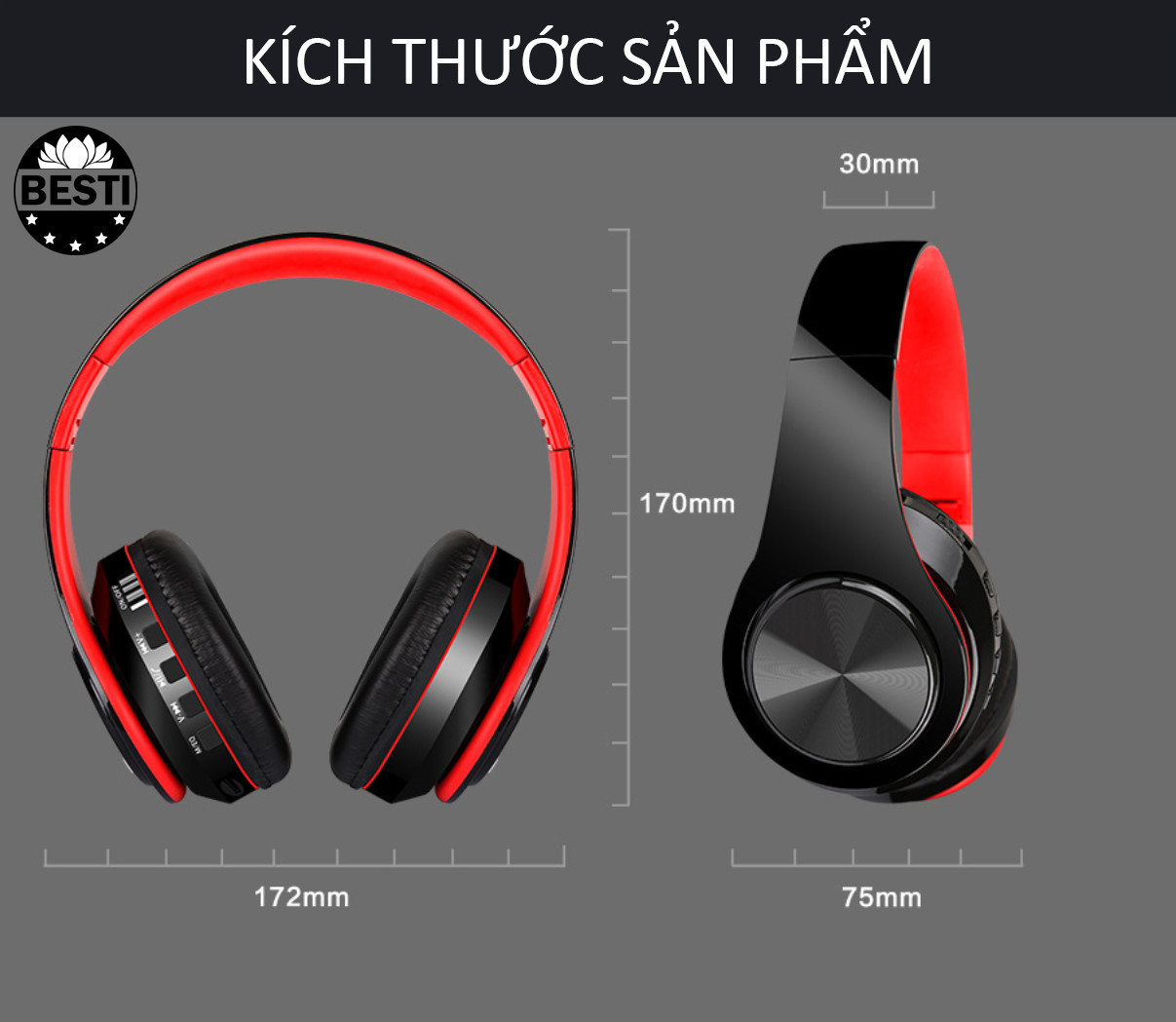 Tai Nghe Chụp Tai Bluetooth Chống Ồn GS-H3 Cao Cấp, Headphone Bluetooth Chụp Tai Có Mic Đàm Thoại Tiện Lợi, Tai Nghe Bluetooth Không Dây Pin Cực Khỏe Bluetooth 5.0 Cao Cấp - Hàng Chính Hãng