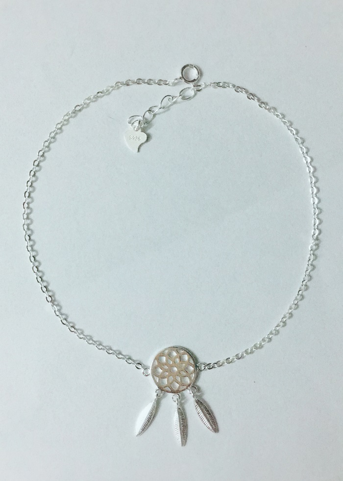Lắc chân nữ bạc 925 Huệ Ngân - Dreamcatcher bùa bắt giấc mơ RYBJ50076