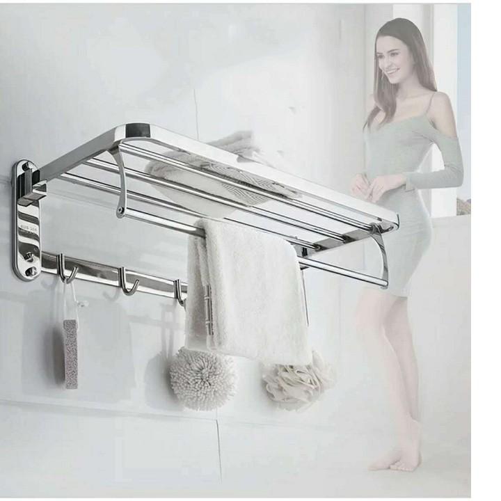 Giá để đồ nhà tắm inox kèm móc áo