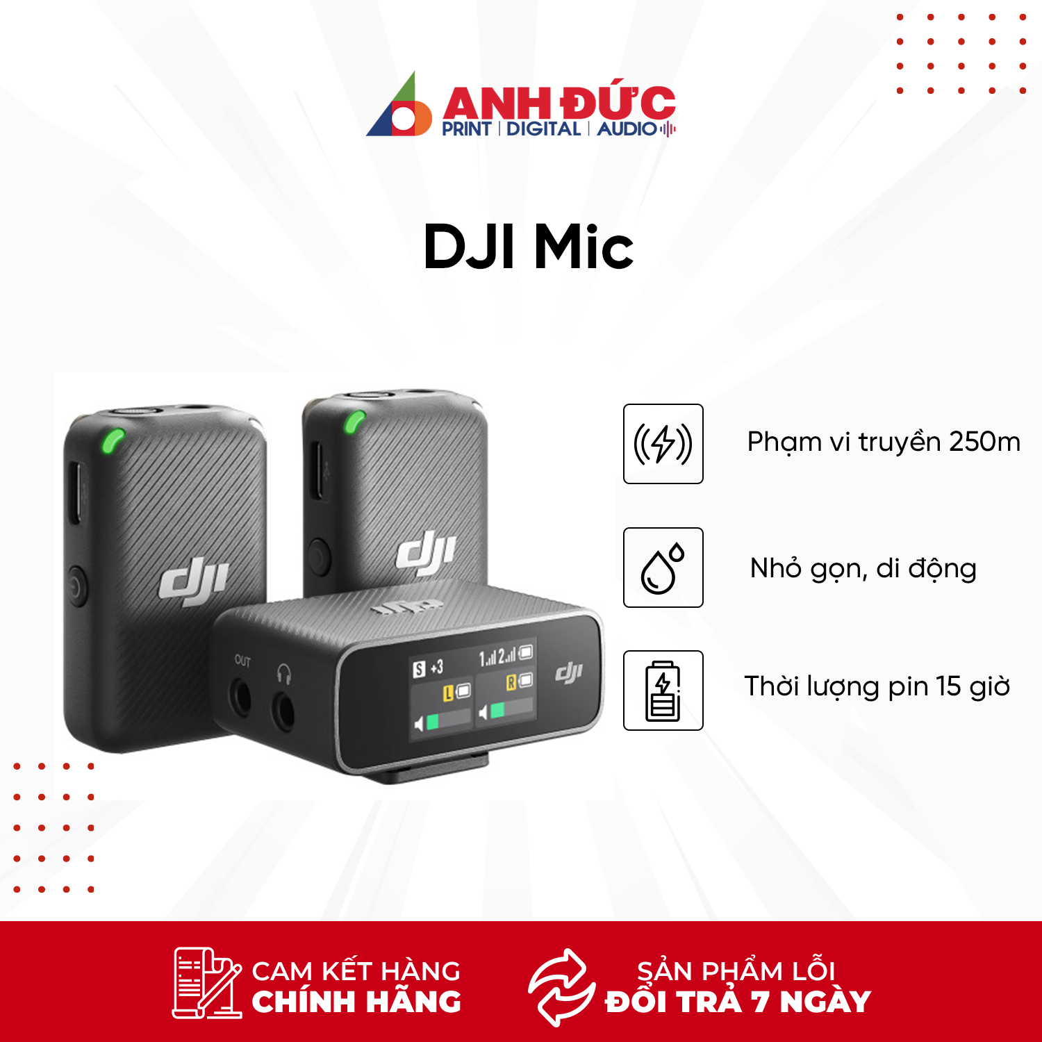 Micro không dây DJI MIC Wireless (TX + TX + RX) - Hàng Chính Hãng