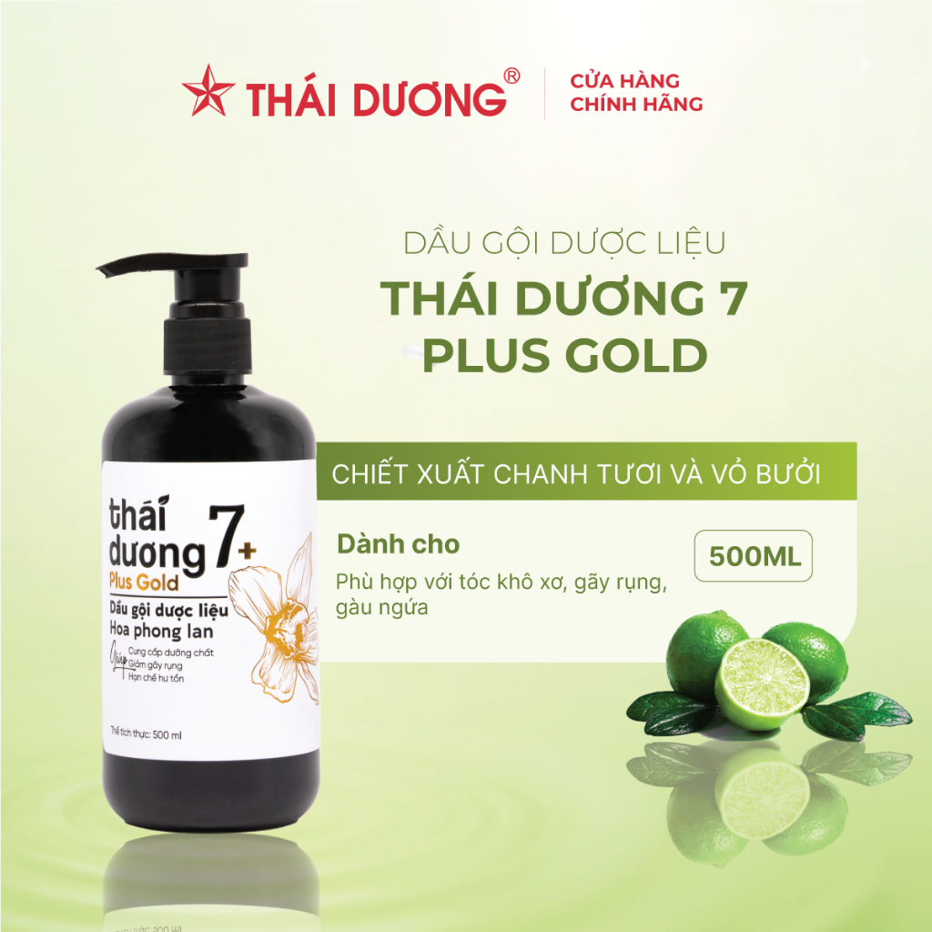 Dầu gội dược liệu Thái Dương 7 plus Gold Hoa Phong Lan 250ml,480ml - Sao Thái Dương