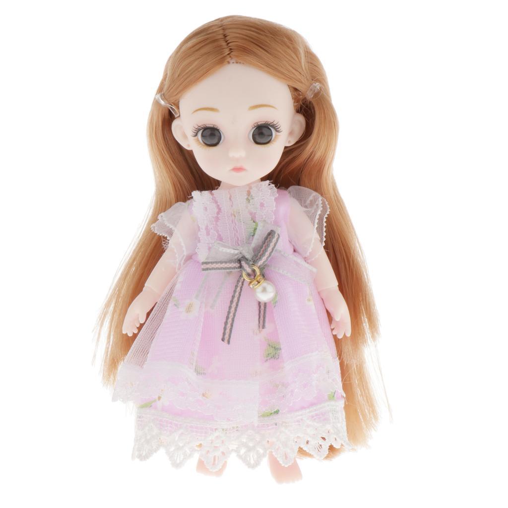 Fashion 6'' BJD Doll 3D Big Eyes Realistic Eyelash Girl Dolls Toys