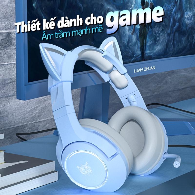 ONIKUMA K9 Tai nghe chơi game chụp tai có mic với tai mèo có thể tháo rời cho điện thoại máy tính xách tay PC/PS4 [Hàng chính hãng]