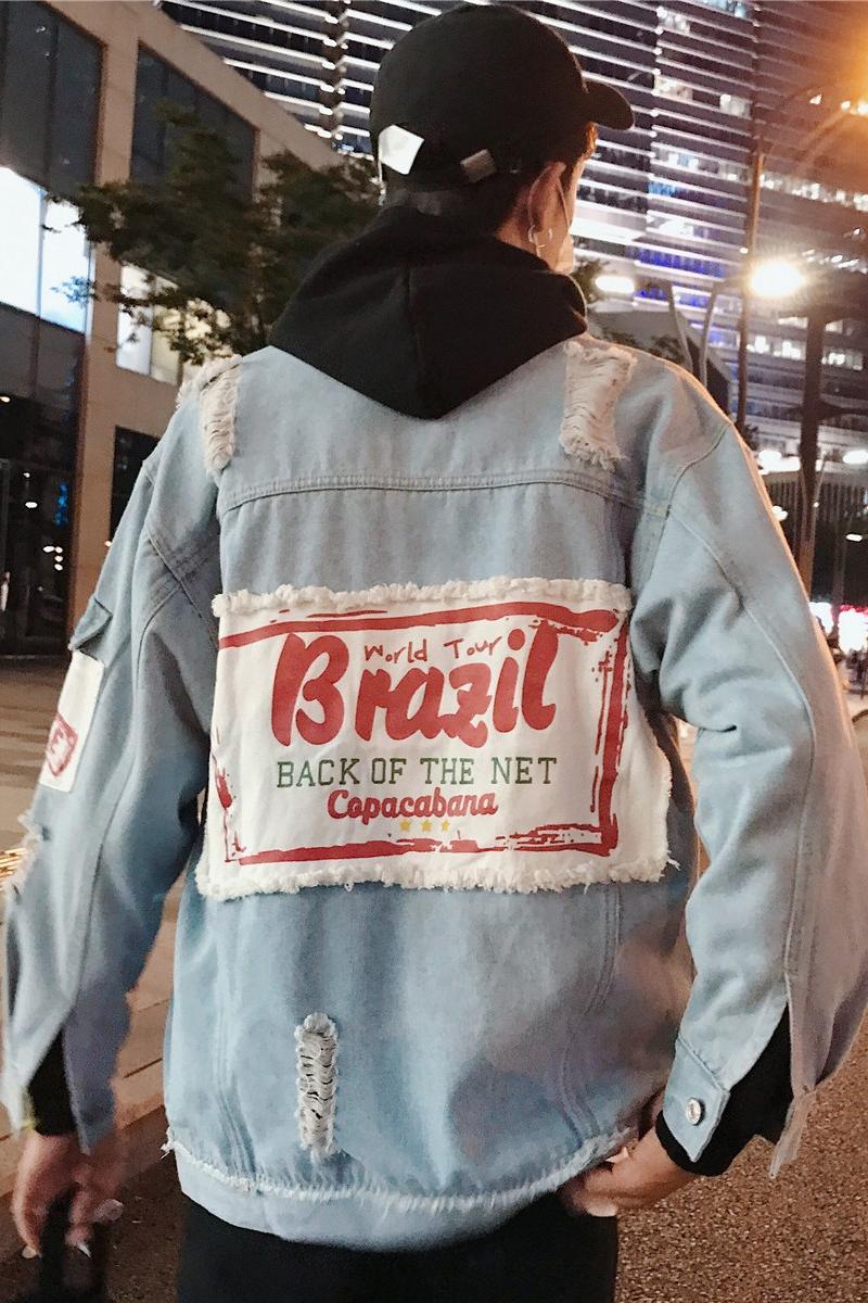 Áo khoác Jeans Nam Unisex phối chữ Brazil cực chất